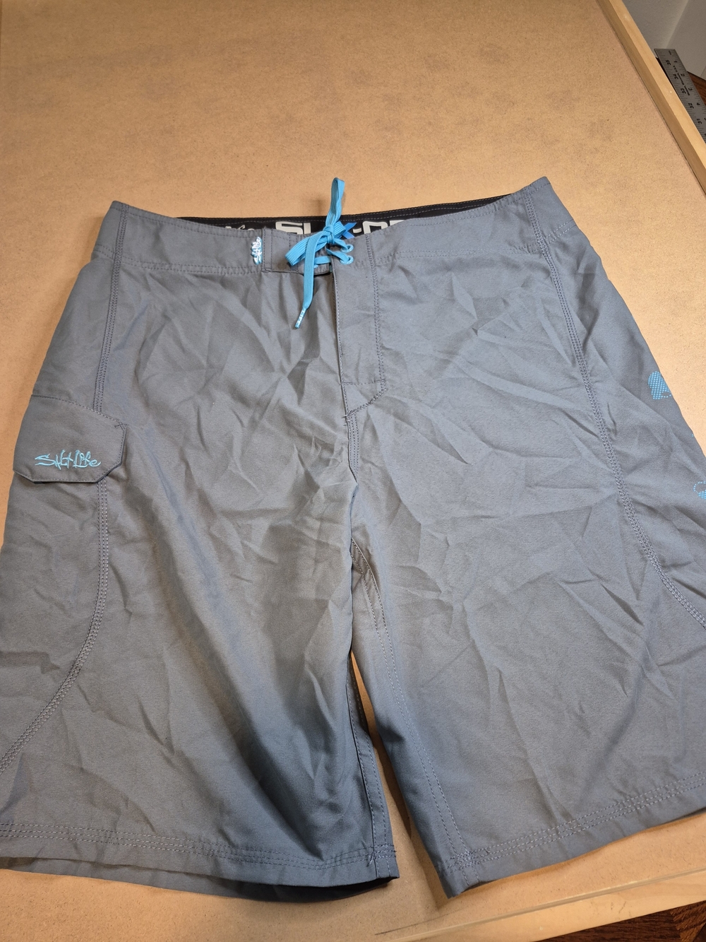 Salt Life Grey Boardshorts with Teal Drawstring 4563/7